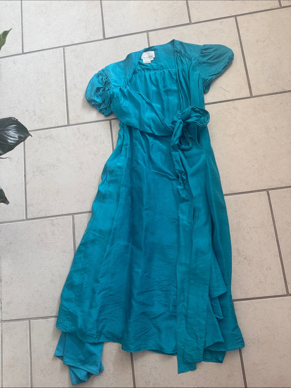 Donna Morgan Teal High-Low Wrap Dress